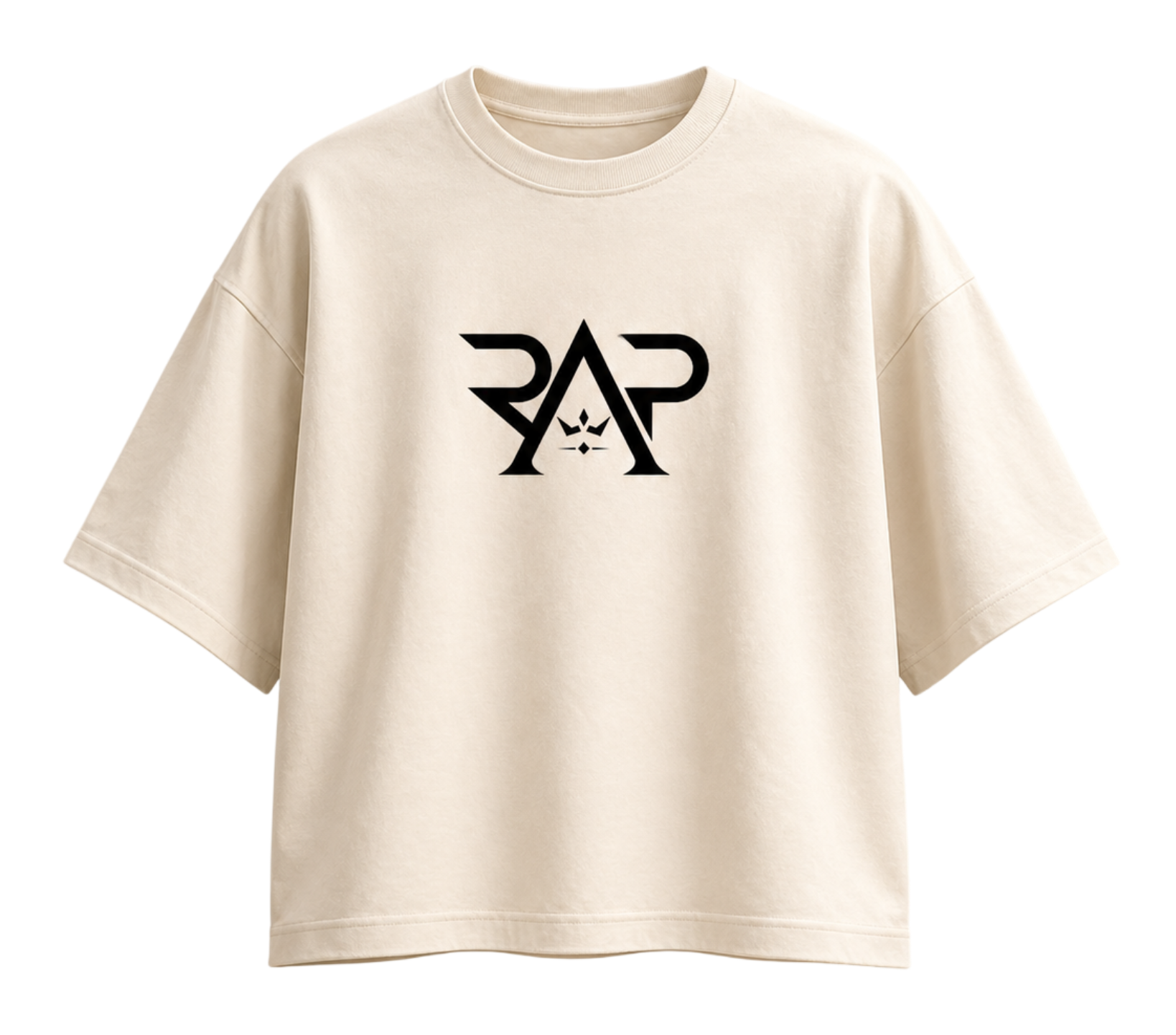 Cream Oversized Tee with black RAP logo