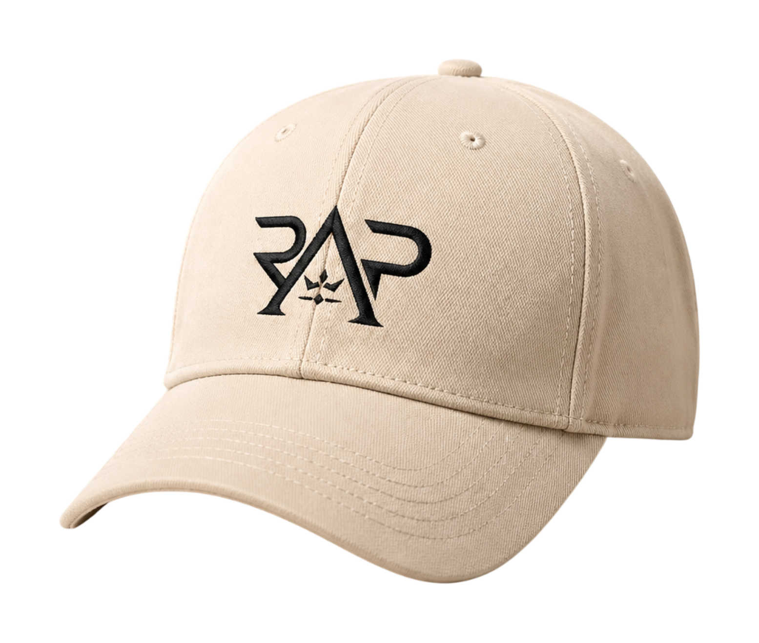 Cream Signature Cap with black RAP logo embroidery